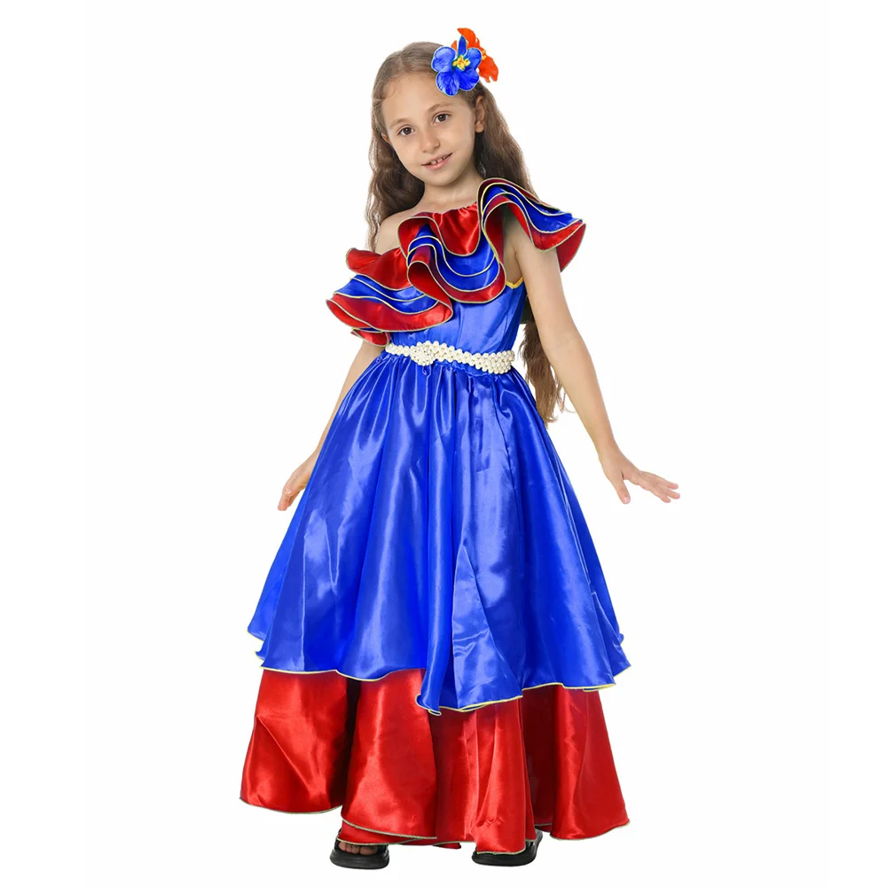 فستان تنكري للفتيات من Rainforest البرازيلي للأطفال من القماش بأربعة ألوان للحفلات التنكرية للهالوين زي كرنفال