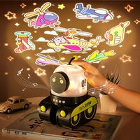 Robot Starry Sky Projector Night Light With Music USB Rechargeable Rotate LED Lamp Colorful Star Baby Gift