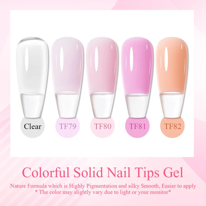 MEET ACROSS Solid Nail Tips Gel 5g Transparent Pink UV LED Function Gel UV Lamp Nail Extension Gel Soak Off Nail Art Gel Varnish