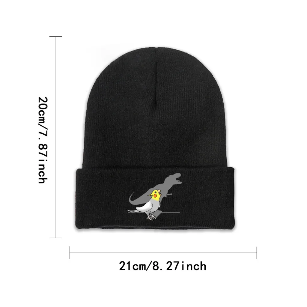 Knit Hat Parrot Animal Winter Warm Beanie Caps Dinosaur Shadow Cockatiel Essential Men Women Fashion Casual Bonnet