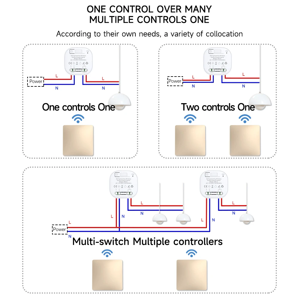 Aovrlcx Smart Home Self Powered Wireless Switches For Lights Kinetic Light Switch Kit Remote Light Switches Wireless Wall Button