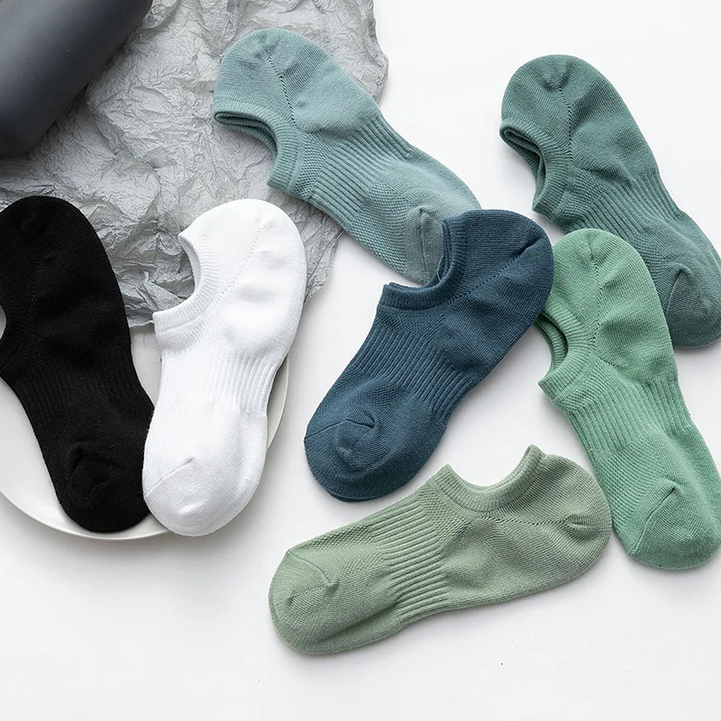 CHAOZHU Men\'s Socks No Show Strech Pressure Toe Breathable Invisible Cotton High Quality 3 Pairs Daily Basic Sock