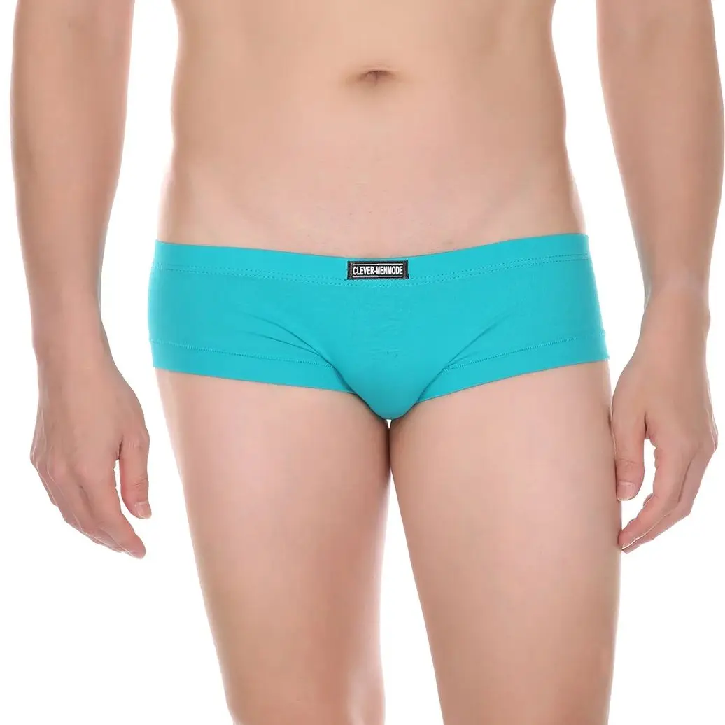 CLEVER-MENMODE Tight Short Panties Men's Sexy Low-Rise Cotton Mini Micorn Boxers Hot Ultra Short U Convex Underwear