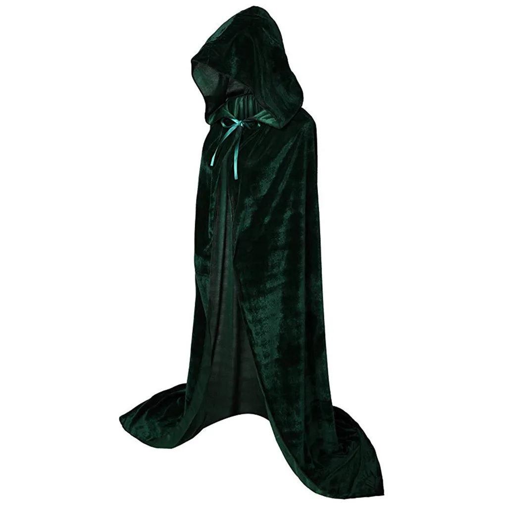 Capuche Everak Cosplay pour adultes, longue cape médiévale, robe de sorcière Wicca, reconstitution de robe dissimulée, fête d'Halloween, femmes et hommes