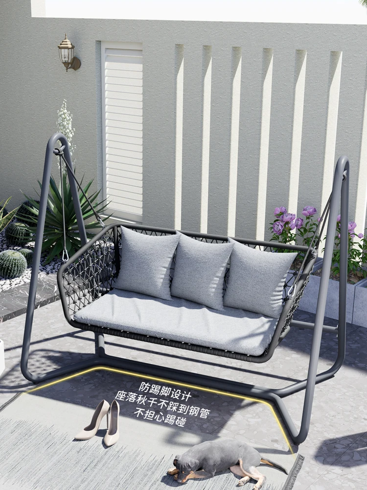 Outdoor rocking chair, courtyard, outdoor villa balcony, home garden swing hammock, three people