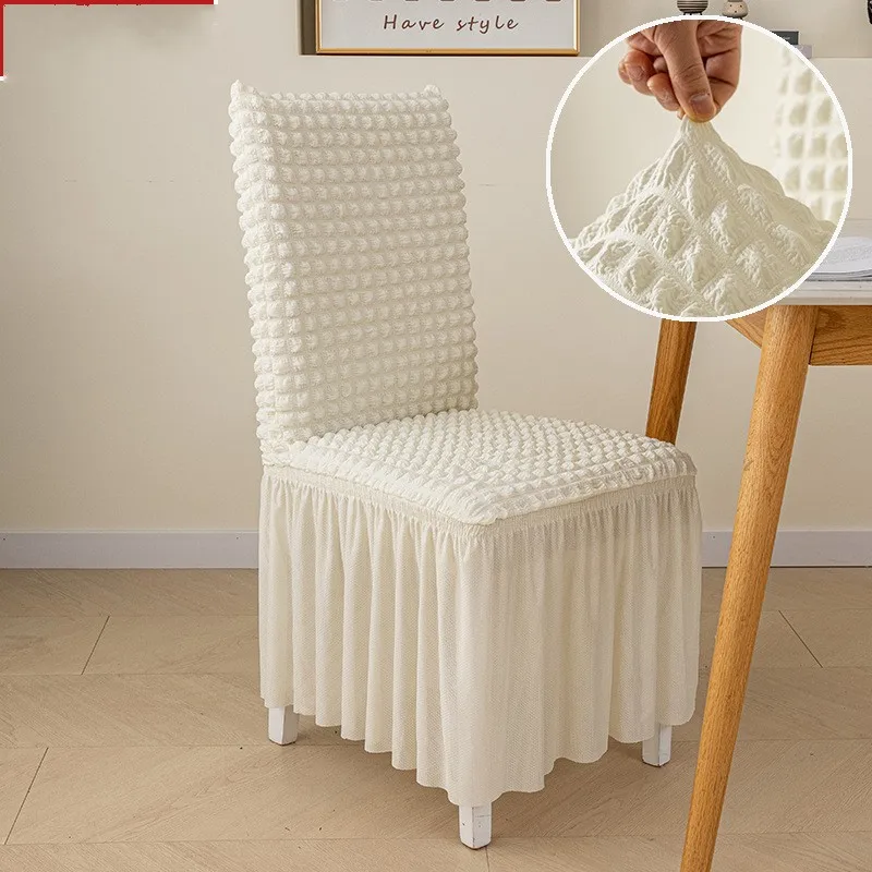 

High Quality Seersucker Chair Cover For Dining Room Banquet Chair Slipcover Stretch Chair Skirt Elastic Wedding Chair Decoration