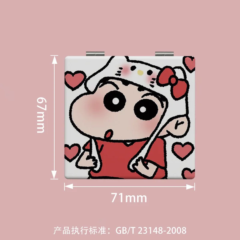 Crayon Shin-Chan Mini Mirror Kawaii Model Figure Portable Two-Sided Folding Makeup Mirror Girl Birthday Cartoon Going Out Gifts