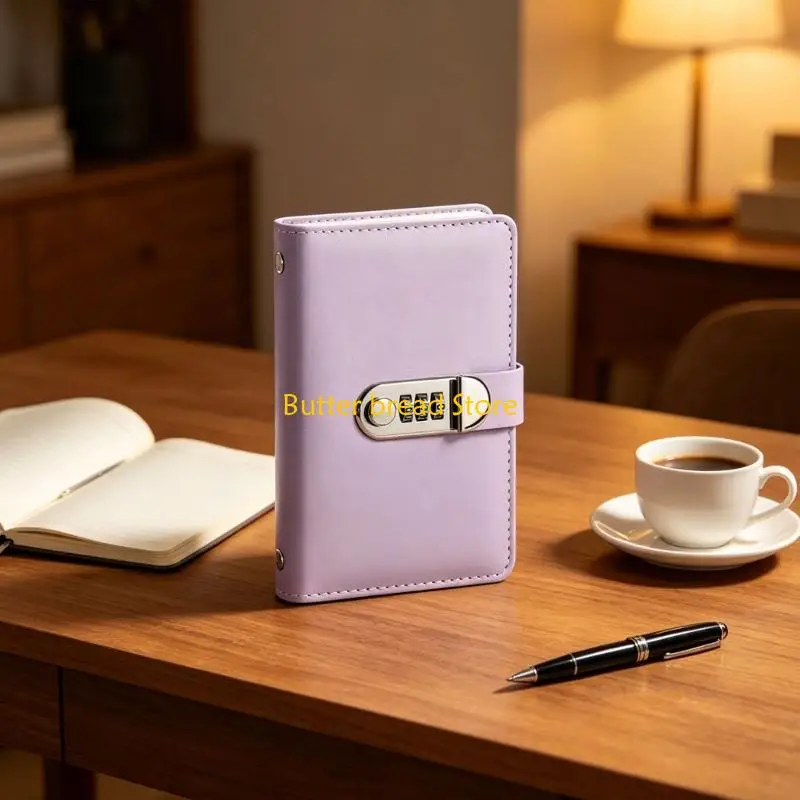 W89C 100 Pockets Cash Organiser Notebook Password Lock Money Collection Album for Cash Bill Receipts Vouchers Management