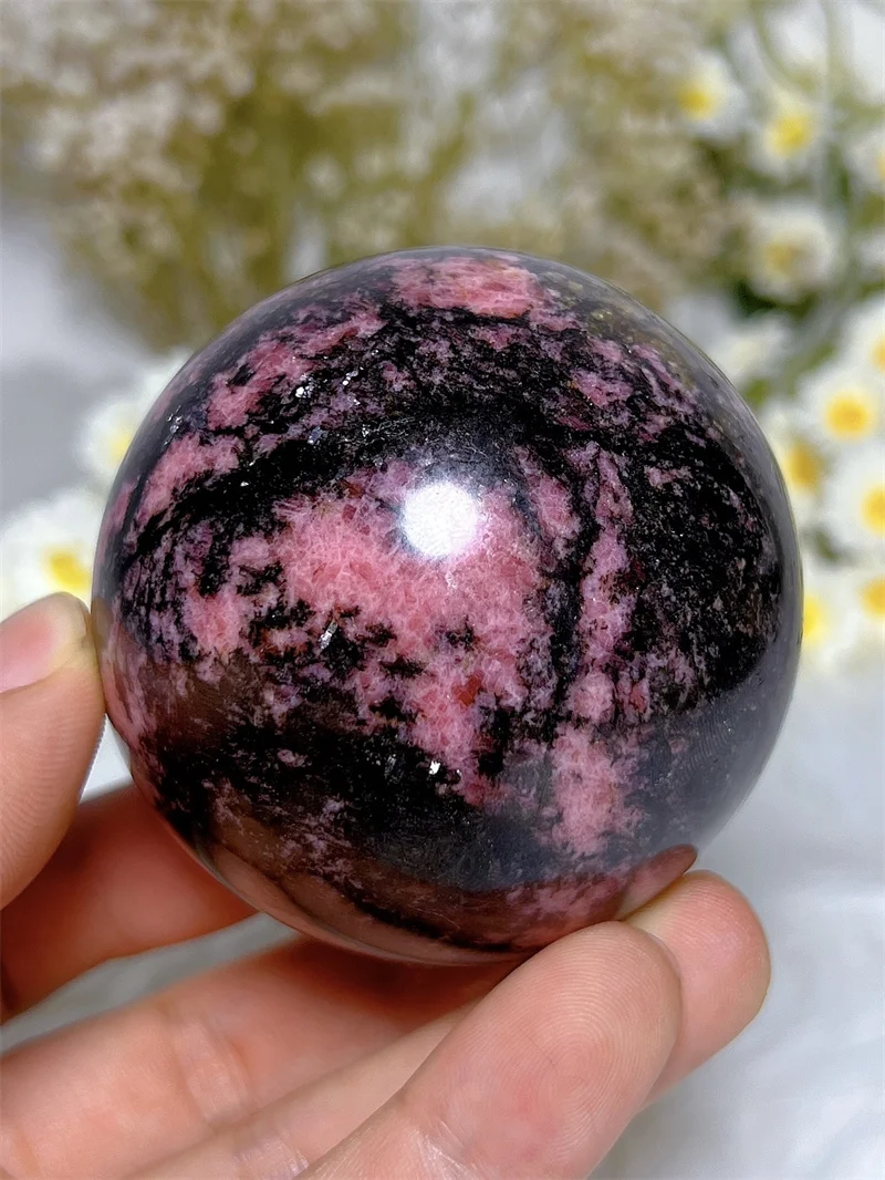 Natura Crystal Rhodonite SPhere With Rain Bow Free Form  Carving Reiki Healing Stone Home Decoration Exquisite Gift