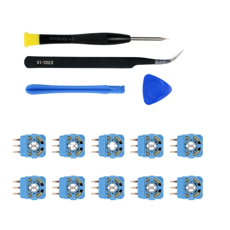 For PS5 Replacement Trim Resistor 10pcs 2K3 Ohm Potentiometer Thumbstick Module with Screwdriver Tweezer Pry Bar