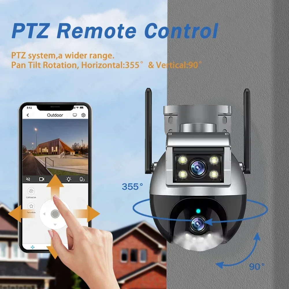 Tuya 4K 8MP Dual lens Audio bidirezionale controllo PTZ monitoraggio automatico telecamera di sorveglianza WiFi telecamera di protezione di