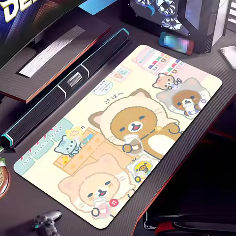 Kawaii R-Rilakkuma Cute Mousepad Large Anti-Slip Mouse Pad Stitched Edges Mat Durable Desk Laptop Gaming​ Keyboard Pad XXL