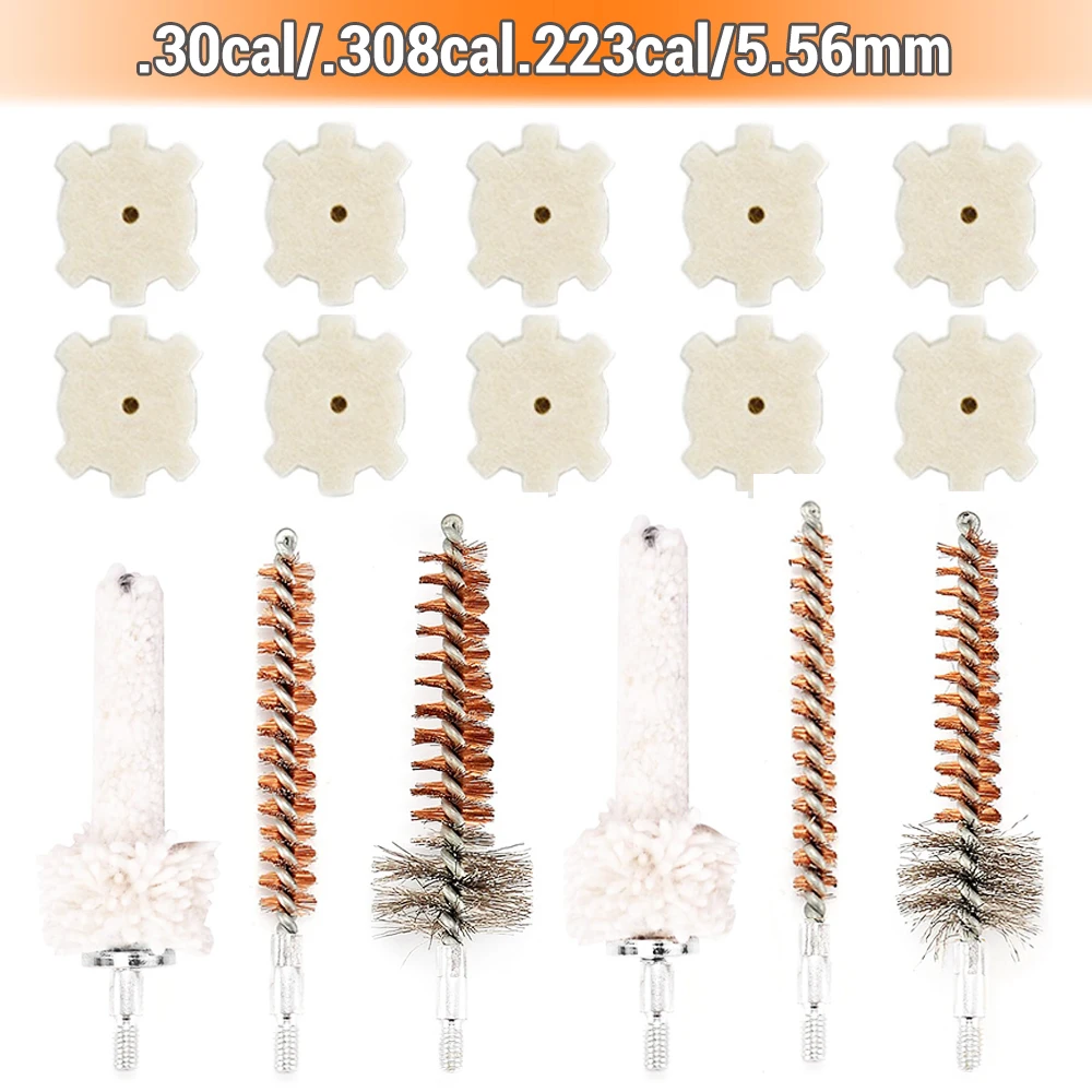 8Pcs Tactical Cleaning Kits Diameter Phosphor Bronze .308/.223 Thread 8-32 Stainless Steel Mop Cleaner Brush Set