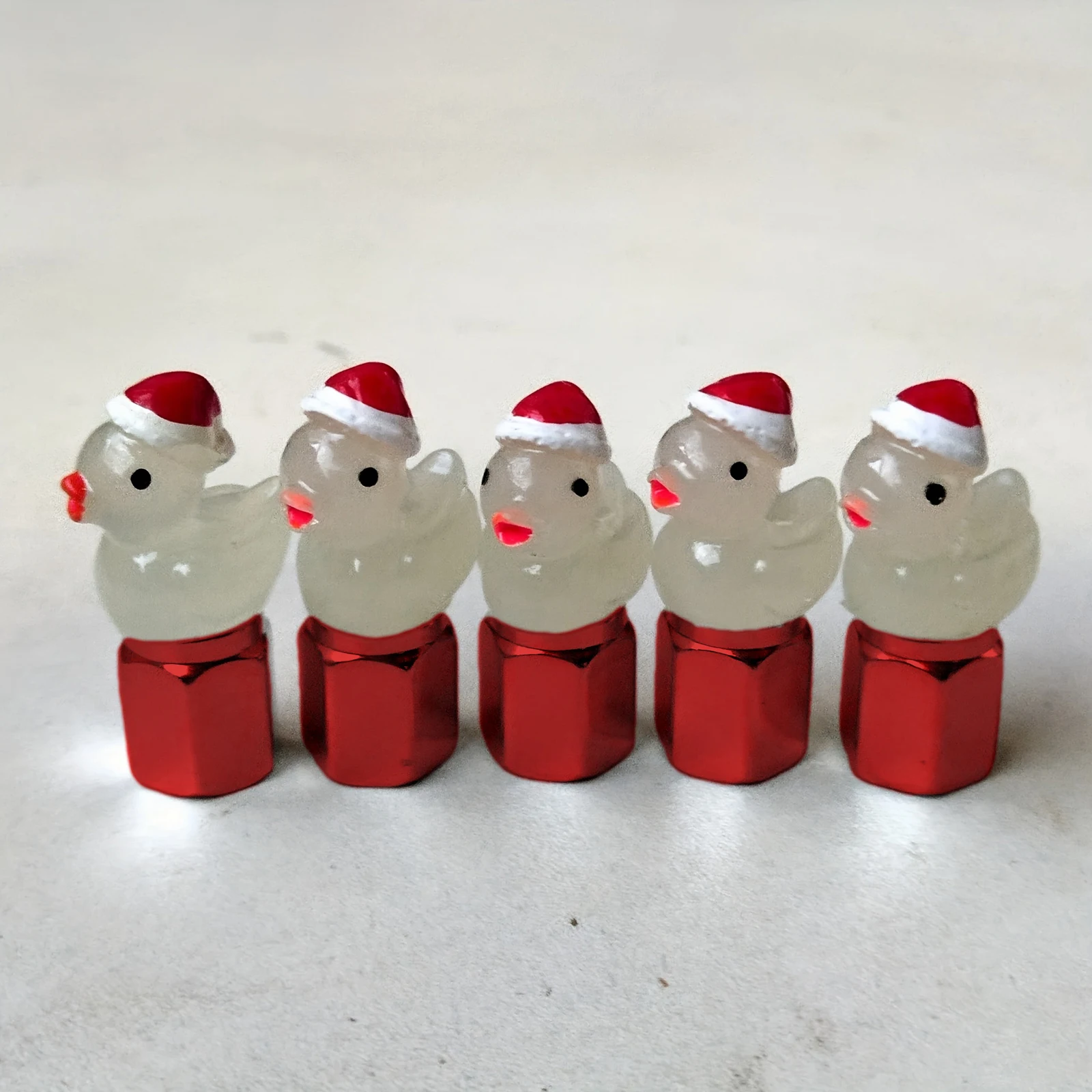 4 Pack Christmas Duck Glow in The Dark Tire Valve Caps Auto Tire Valve Stem Caps Valve Covers for Cars Motorcycles and Bicycles view 5