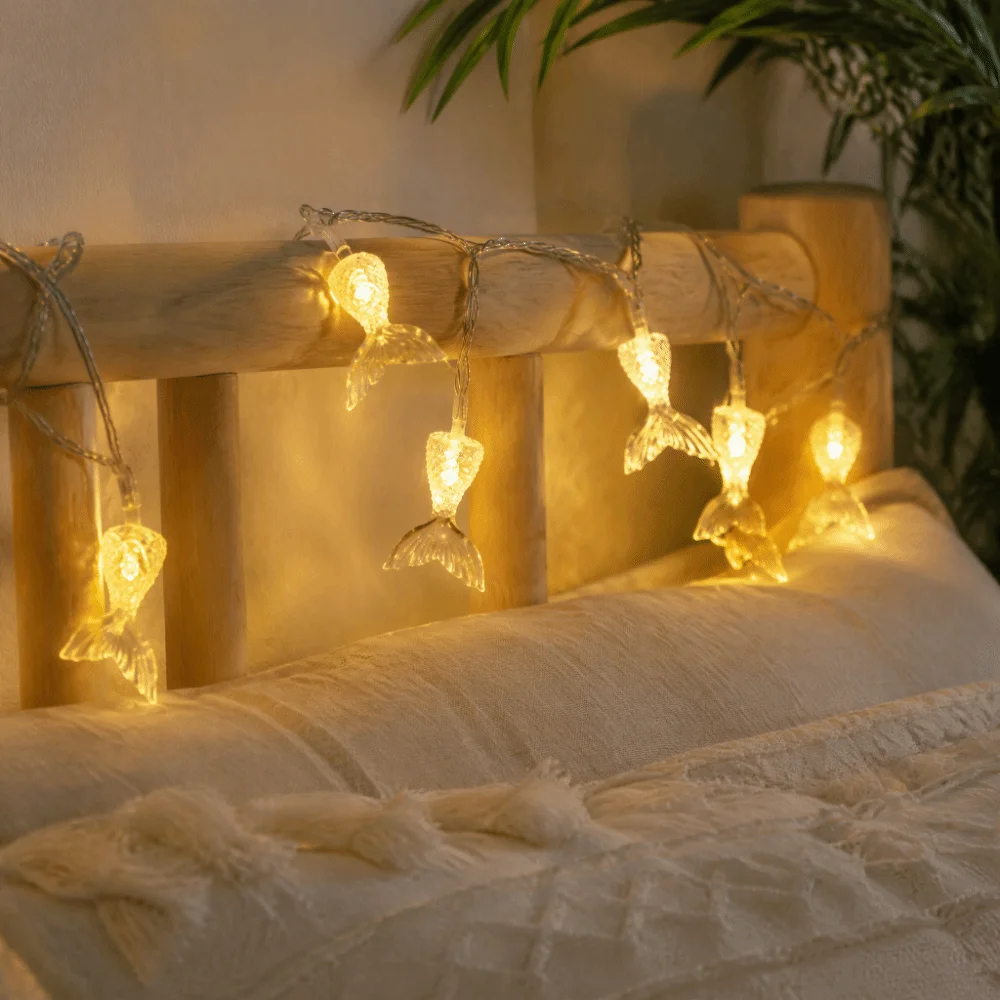 Multicolor Mermaid Tail LED String Lights Ocean Theme LED Ocean Aquarium Themed Decor Lights Aquarium Themed Fairy Light