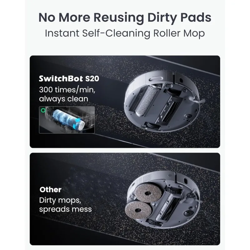 مكنسة كهربائية وممسحة 10000Pa شفط AI ملاحة ذاتية التفريغ ممسحة أوتوماتيكية جافة لأرضية سجادة شعر الحيوانات الأليفة تعمل مع أبل #2