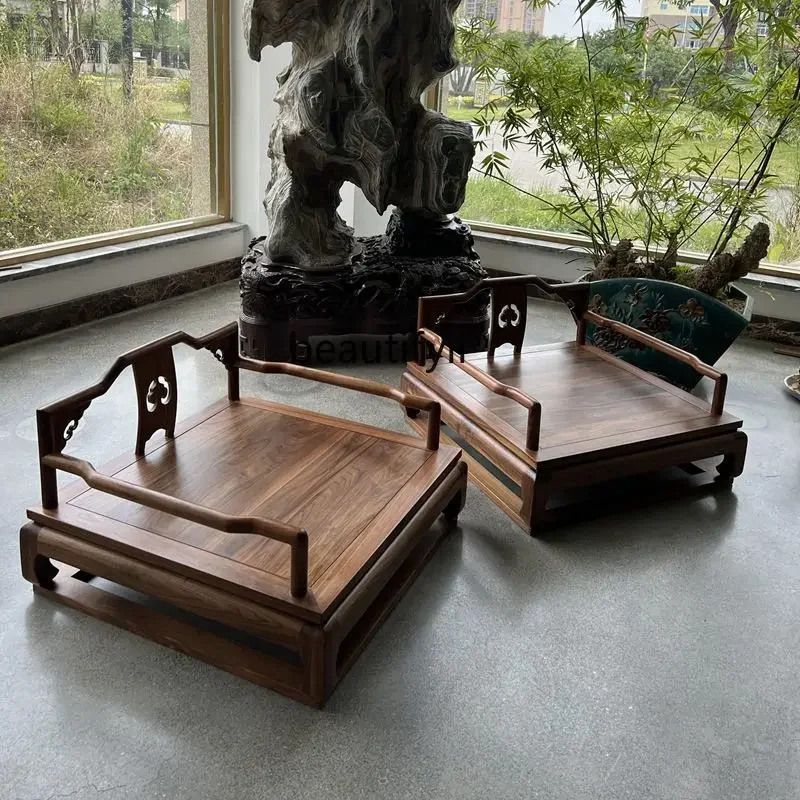 Chinese black walnut solid wood armchair single cross-legged meditation stool Zen meditation furniture