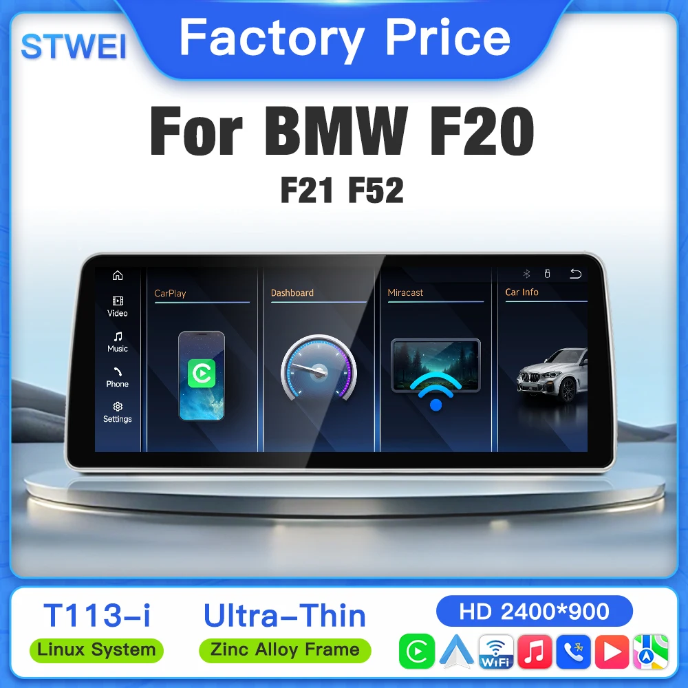 STWEI 2026 New Linux System 10.25 12.8-Inch Thin Screen for BMW 1 Series F20 F21 Wireless CarPlay Android Auto Car Video Player