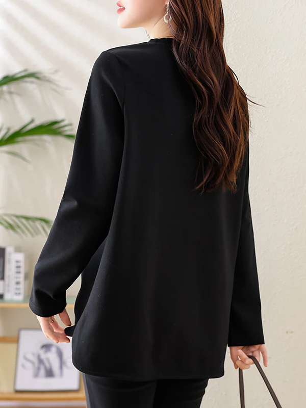 Ele talla grande larga Base Sve irt 2025 principios de otoño nuevo Sle Bead embelezado cuello alto marca china irt para mujer