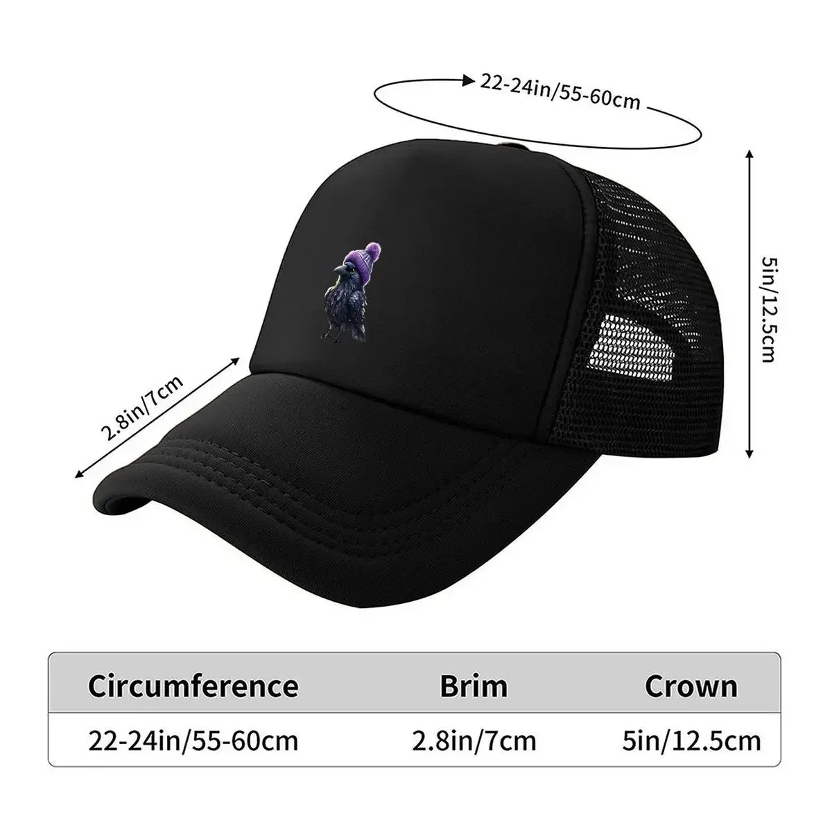 2026 Cool Crow Art - Inspired, Stylish Bird Character Design Mesh Baseball Cap