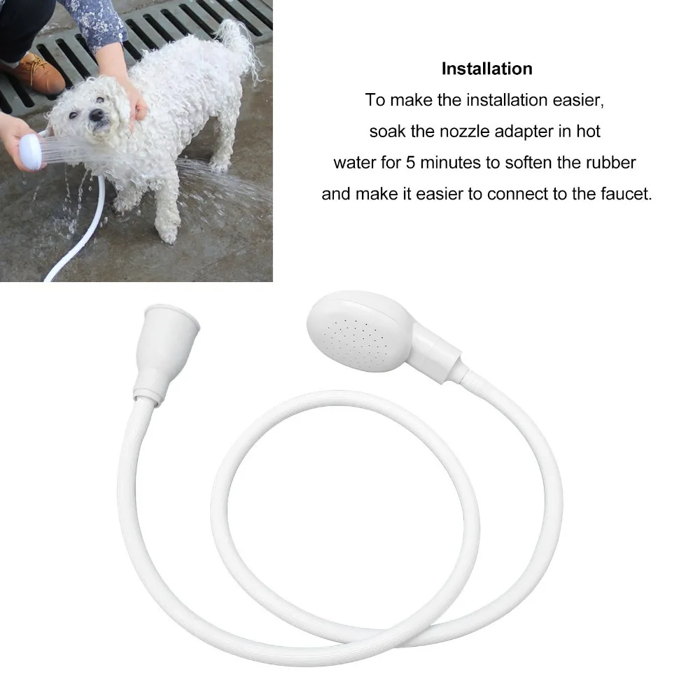 Solid Resin Build Body Pet Shower Sprayer Plug-in Mount Type Extended Hose Length Pet Bath Sprinkler Multi-Spray Mode