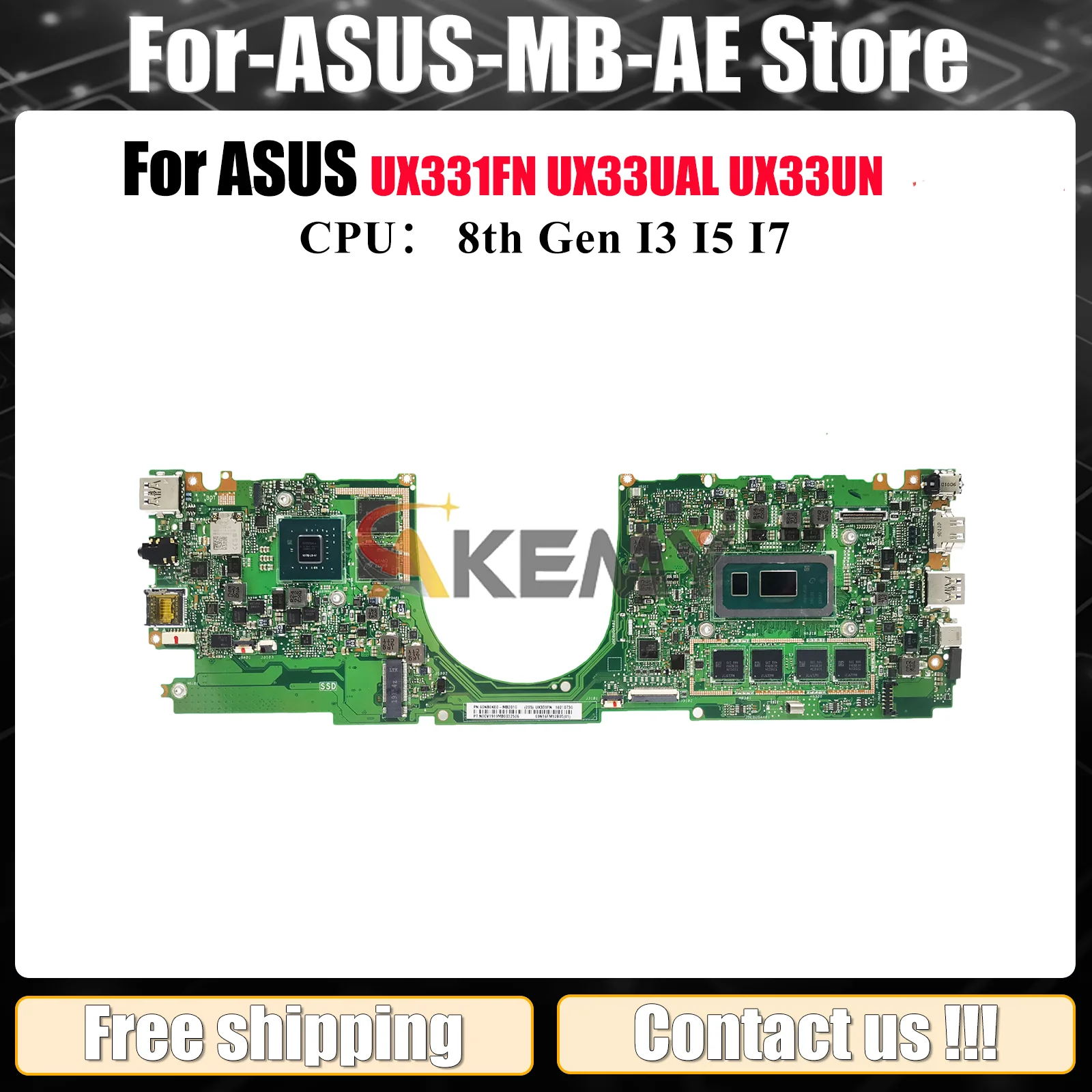 

UX331FN Материнская плата для ноутбука ASUS ZenBook UX33UN U3300U UX331 BX331U UX33UAL Материнская плата с процессором I3 I5 I7 100% тест ОК быстрая доставка