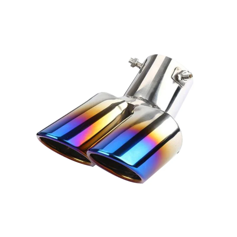 1 STKS 2.5 "Inlaat Decoratie Chrome Uitlaat Auto Styling Auto Uitlaat Trim Uitlaat Pijp Staart Rvs Gebogen Dubbele uitlaat