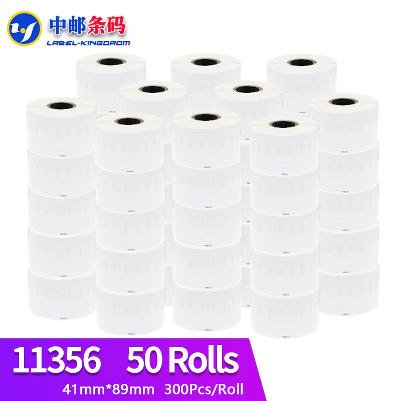 50 Roll Dymo Generic 11356 Label 41mm*89mm 300Pcs Sticker Compatible for LabelWriter 400 LW450 Turbo Thermal Printer