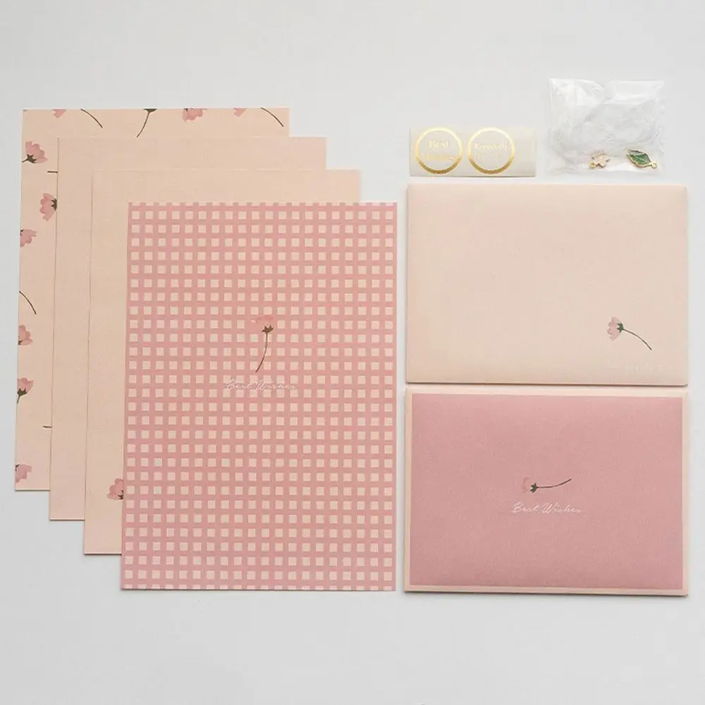 

Flowers Floral Envelopes DIY Postcard with Stickers Letter Pads Writable Kawaii Letter Writing Paper Invitations Cards
