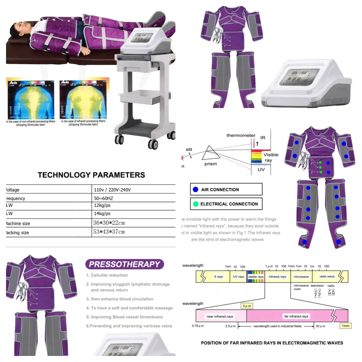 Máquina De Pressoterapia Infravermelha Distante, Drenagem Linfática, Massageador Corporal, Perda De Peso, Relaxar Aparelho De Massagem, Braço, Perna, Pé