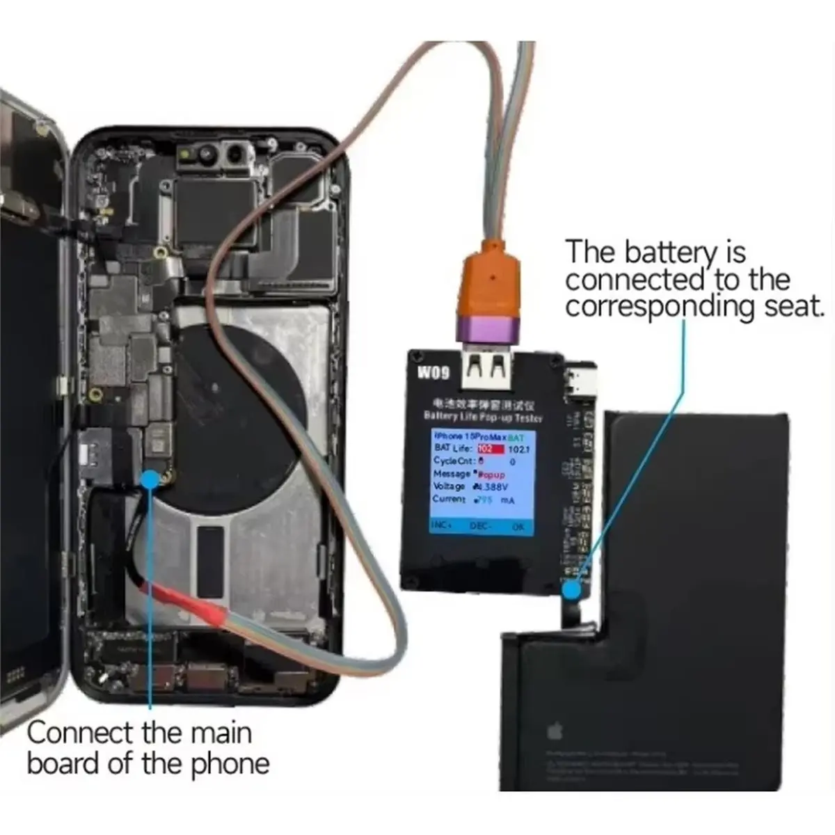 【~ New Y24A】W09 Pro V3 Battery Life -Up Tester for -15PM Detection Modify Battery Efficiency 100% Cycle Health Data Tool