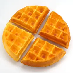 [4-Pack] Fake Slice Waffle Cake - Artificial Food Decor and Faux Desserts Replica for Kitchen and Bakery Shop Props Display (4)