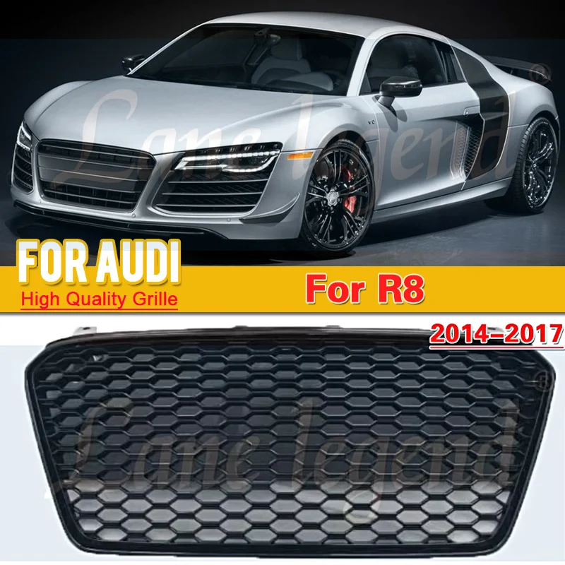 Factory supply Modified Auto Grille for Audi R8 2014 2015 2016 2017 New ABS Material Grill Front Bumper Hood Cover