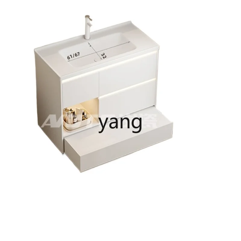 

Lmm parent-child bathroom cabinet combination solid wood integrated ceramic basin bathroom washstand