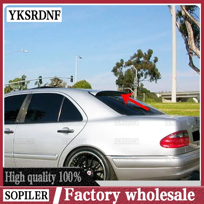 For Benz W210 Spoiler 1996-2002 W210 E-class E200 E260 E55 E63 Carbon Fiber Material Car Rear Tail Wing Color Rear Roof Spoiler