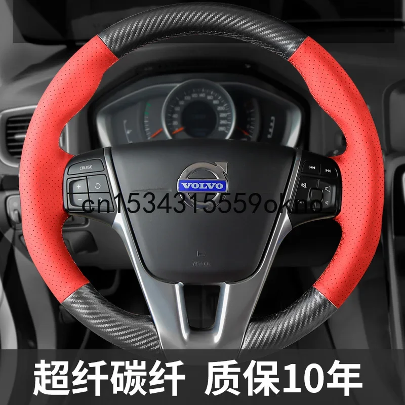 DIY Car Steering Wheel Cover For Volvo XC60 S90 S60 S40 V40 Interior Accessories Carbon Fibre Leather Sewing