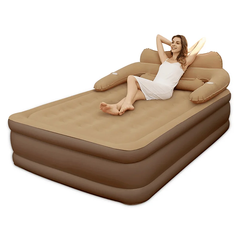 Colchón inflable para acampar, colchoneta plegable para dormir, cama de aire para exteriores para 2 personas, cojín de aire plegable grueso de 48cm con almohadas