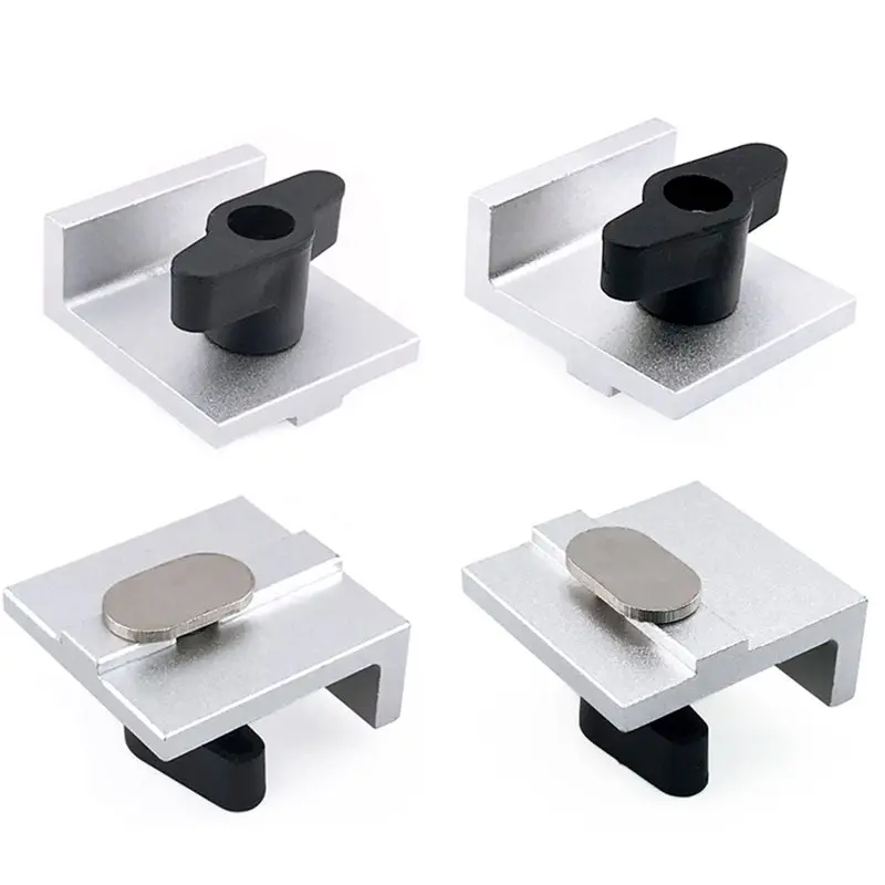 

Набор из 4-х коротких стопорных блоков AA76 для Т-образных направляющих, серебристые, с ручками, для шлифовки и фрезерования