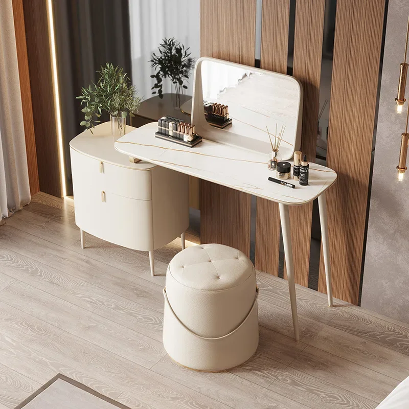 Simple and e****mical milk coffee dresser, cream style small girl multi-functional dressing table
