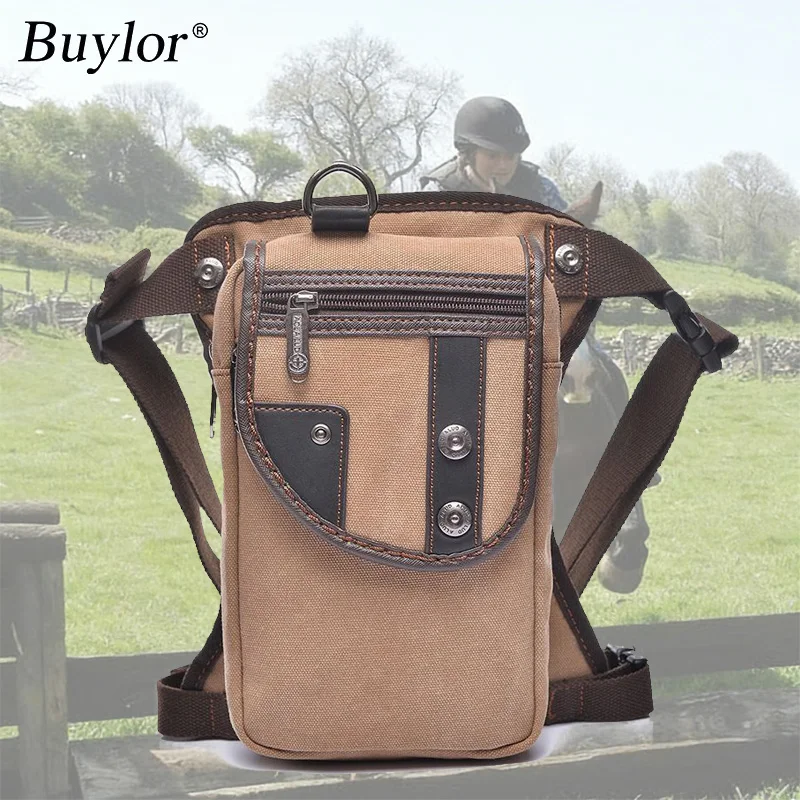 

Buylor Outdoor Drop Leg Bag Daily Cycling Hiking Vintage Canvas Waist Bag Mobile Phone Bag, Wear-Resistant Breathable Waterproof