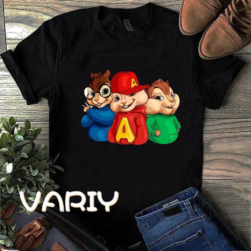 Female Alvin and the Chipmunks Printing O-neck Short Sleeve T-Shirt 2025 New Summer Trend Loose Top Tee Shirt Women Clothes