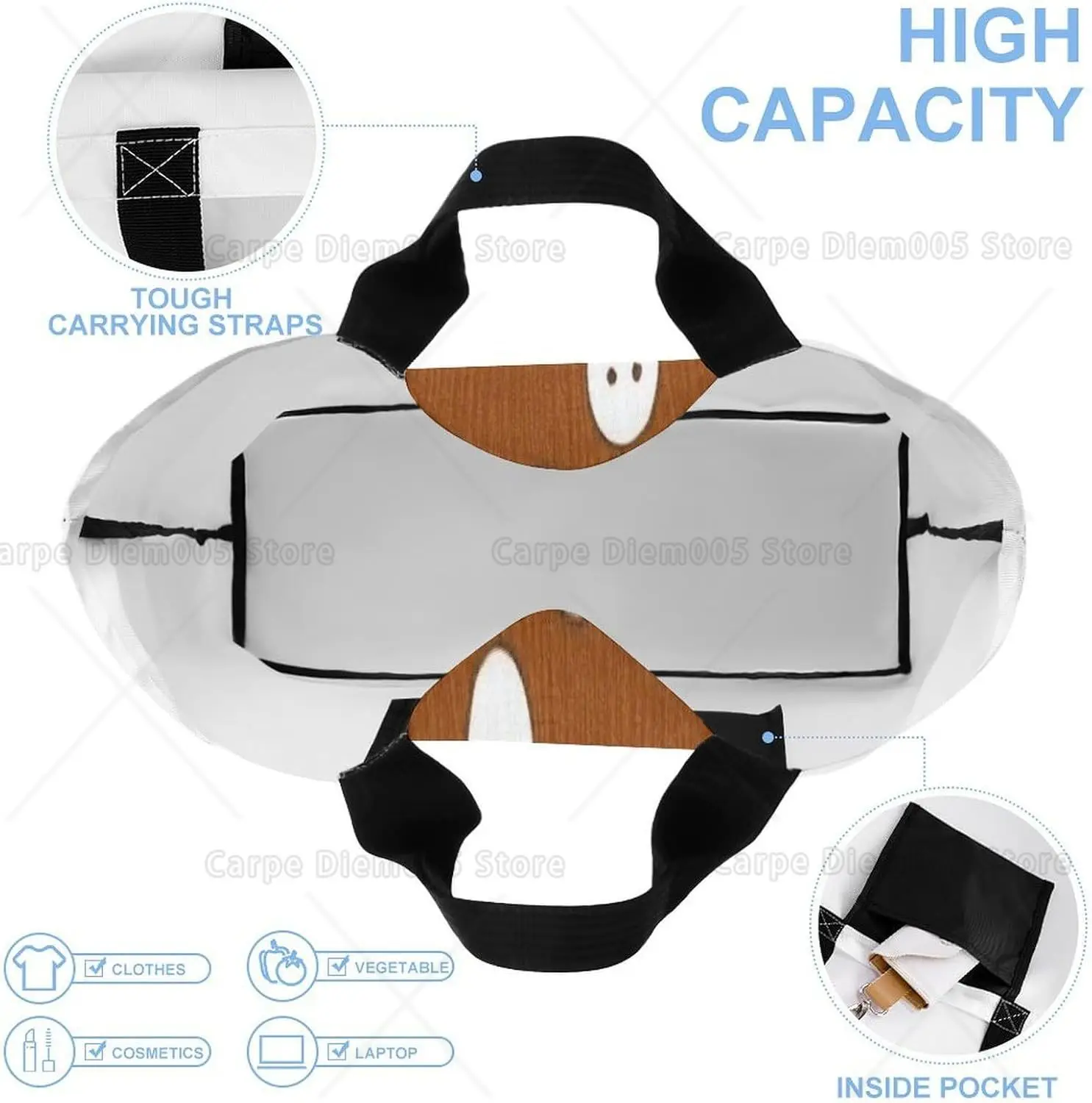 عيد الميلاد الزنجبيل رجل أنيق قماش حقيبة كتف كبيرة مقبض حقيبة للرجال النساء الصالة الرياضية الشاطئ السفر التسوق شنطة هدايا #4