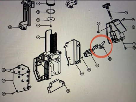 Enlace de liberación/Pin de retorno para máquina de café KALERM, pieza de cafetera/Brewer 1601-1605 /1601-K95/K95L, reemplazo de montaje de cabezal de filtro