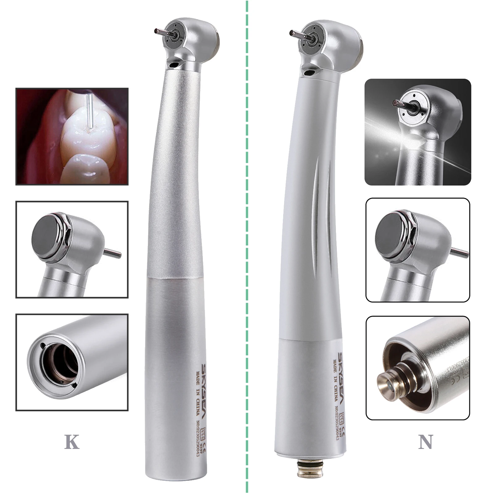 Dental Fiber Optic Turbine High Speed Handpiece Push Button Fit 6/4 Holes LED Light Quick Coupling KAVO NSK Style