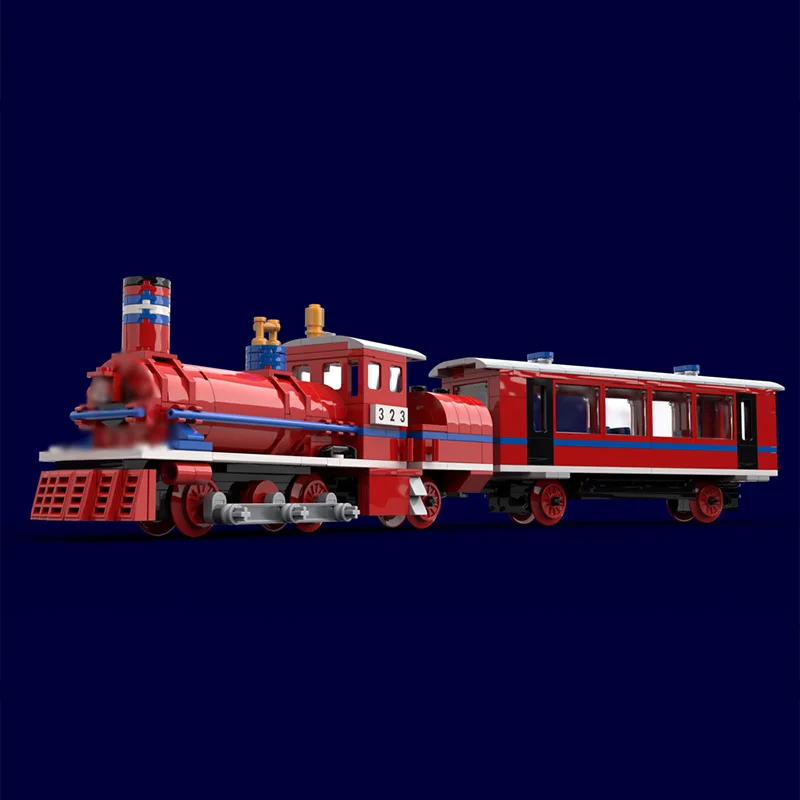 City Car Model MOC Building Bricks Railway Red LocomotiveTrain Modular Technology Children Holiday Gifts Assemble Toys Suit