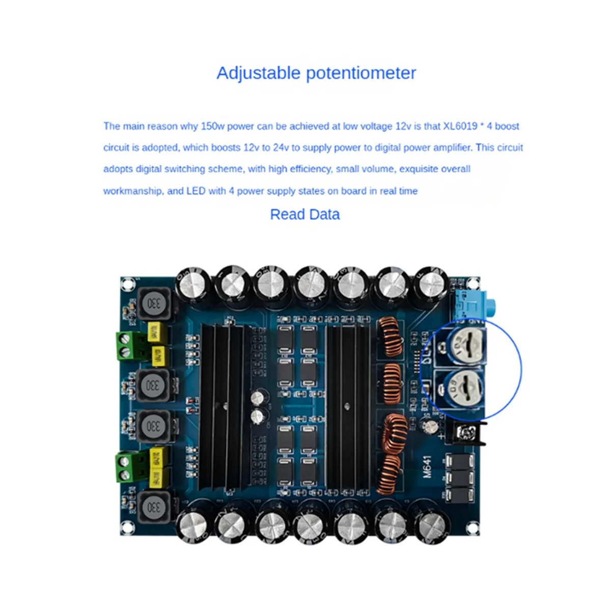 A57G-Xh-M641 Dual-Channel Battery Battery High-Power Power Amplifier Board TPA3116D2 Vehicle Power Amplifier 2X150W
