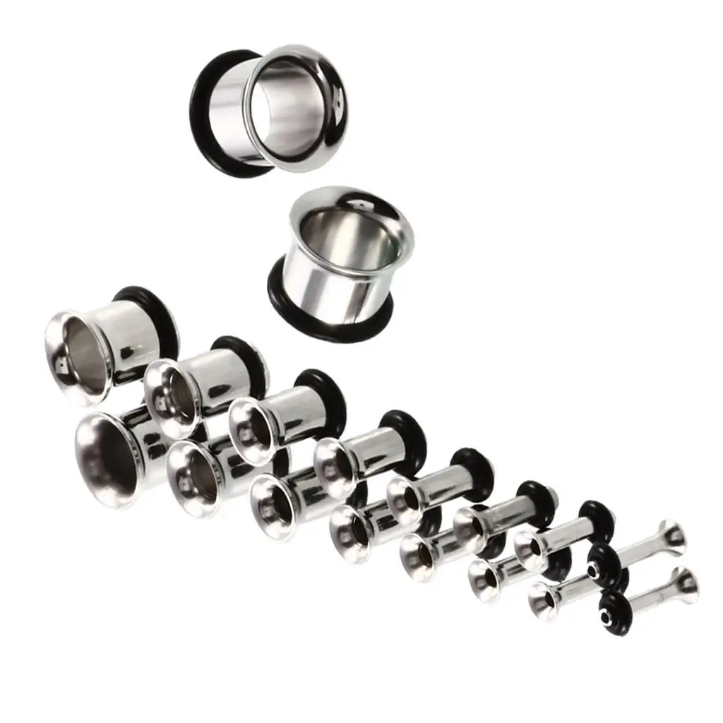Double Flared Flesh Tunnels Stainless Steel Ear Plugs Expanders High-end Body Piercings for Men Women
