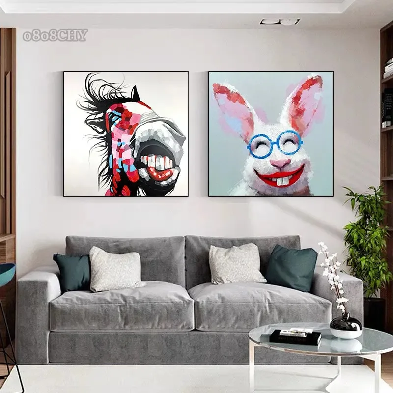 Abstract Grappig Franse Bulldog Aap Varken Paardendieren Kunst Canvas Schilderij Posters Afdrukken Nordic Pets Muur Art Foto Home Decor