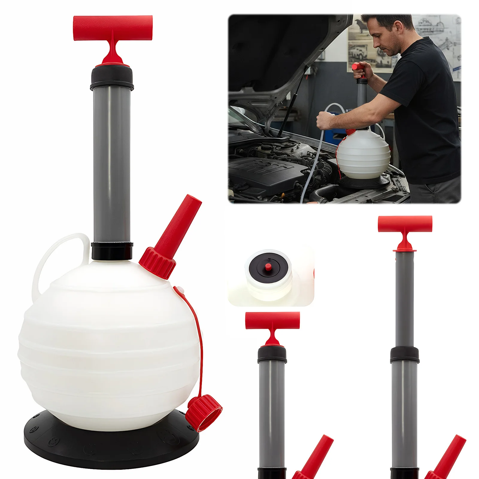 

Ручной масляный насос объемом 6 л с основанием и шлангами, вакуумный масляный насос для автомобилей, мотоциклов, морских двигателей