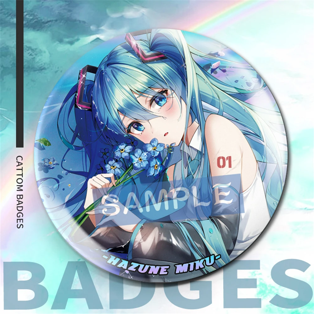 58mm Anime Hatsune Miku Cosplay Costume Badge Pin SPTE Tinplate Brooch Accessories Prop